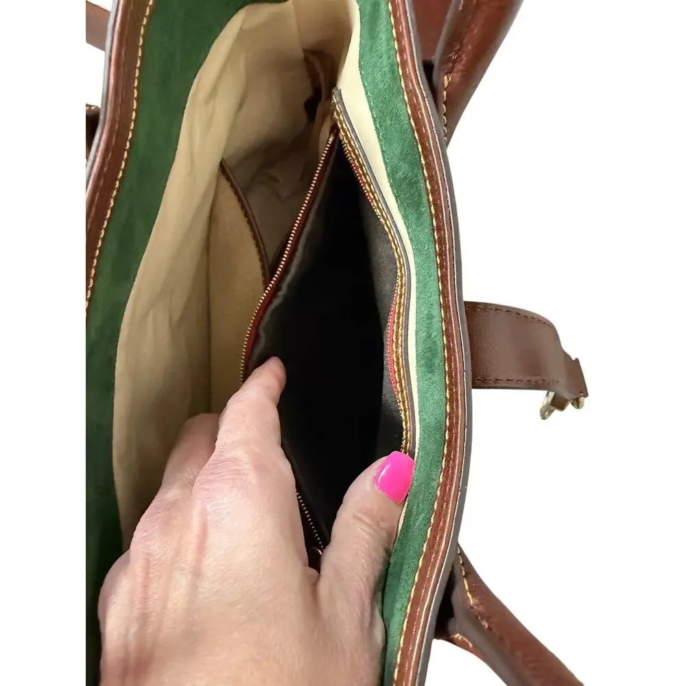 Dooney & Bourke Florentine Small Barlow Satchel Chestnut Leather Crossbody